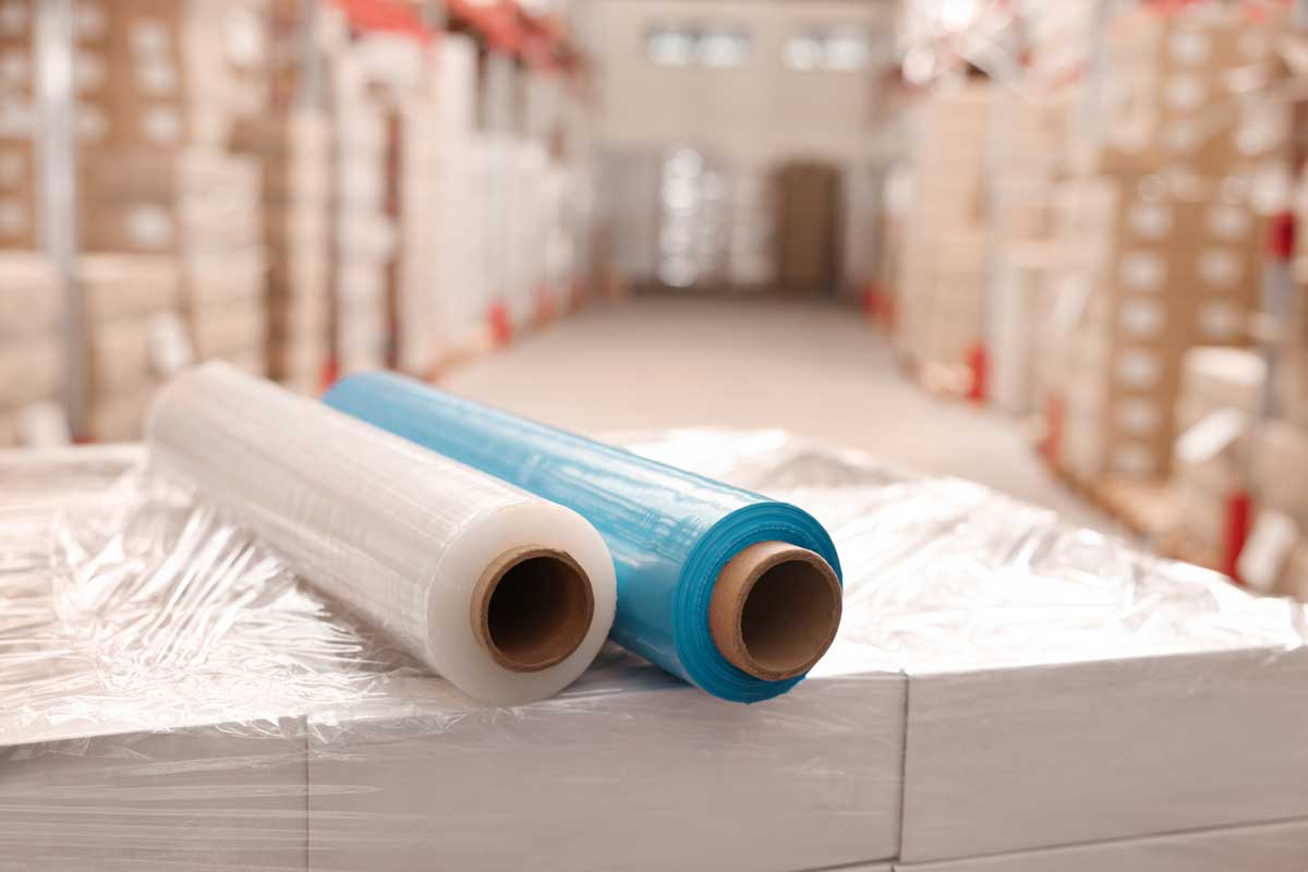 Hand stretch wrap roll for pallet stability and shipping